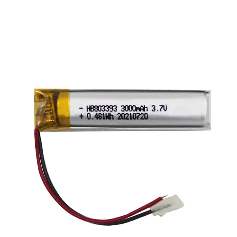 803393 3000 mAh 3.7 V 0.481 Wh