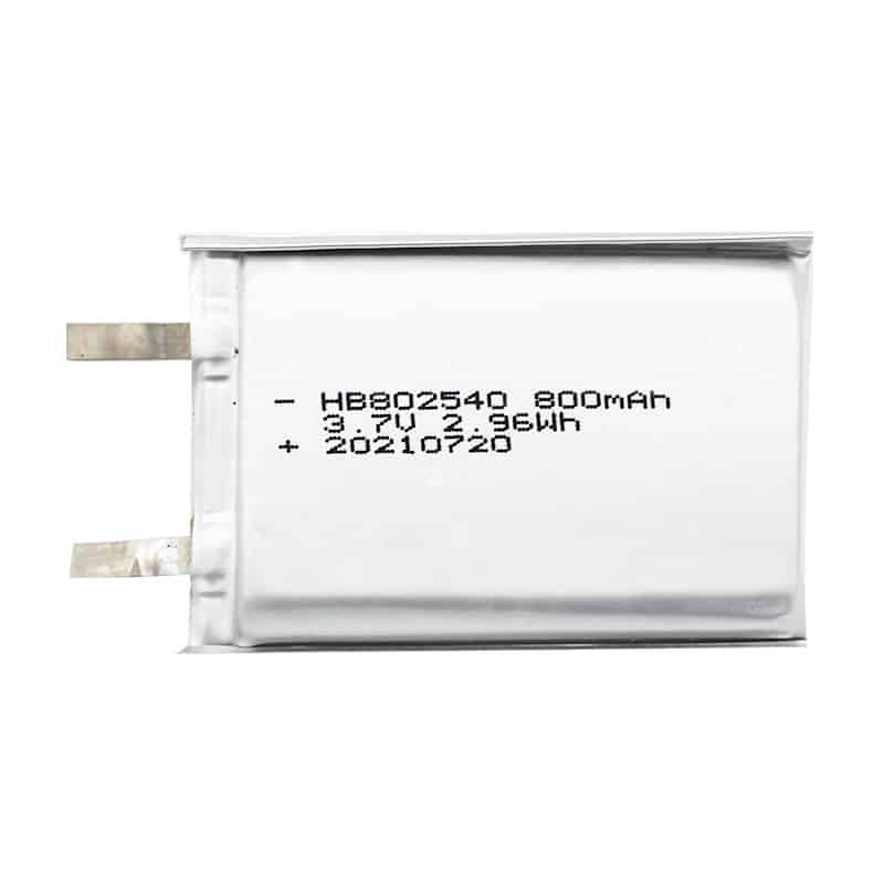 HB 802540 800mAh 3.7V 2.96Wh