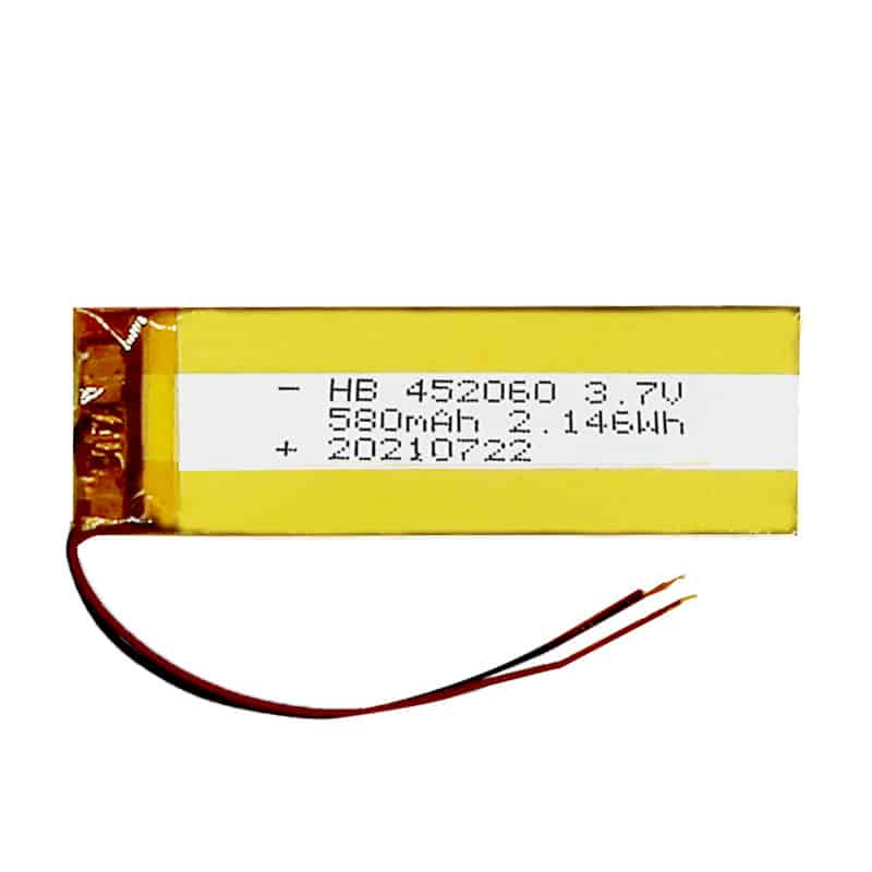 452060 3.7 V 580 mAh 2.14 Wh