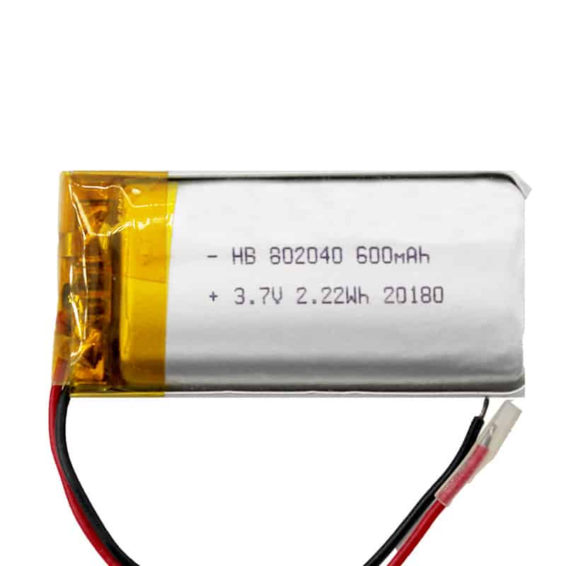 HB 802040 600 mAh 3.7 V 2.22 Wh