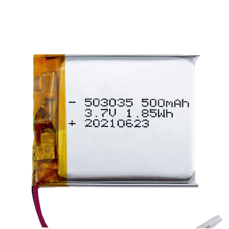 HB 503035 500mAh 3.7V 1.85Wh ලිතියම් පොලිමර් බැටරි