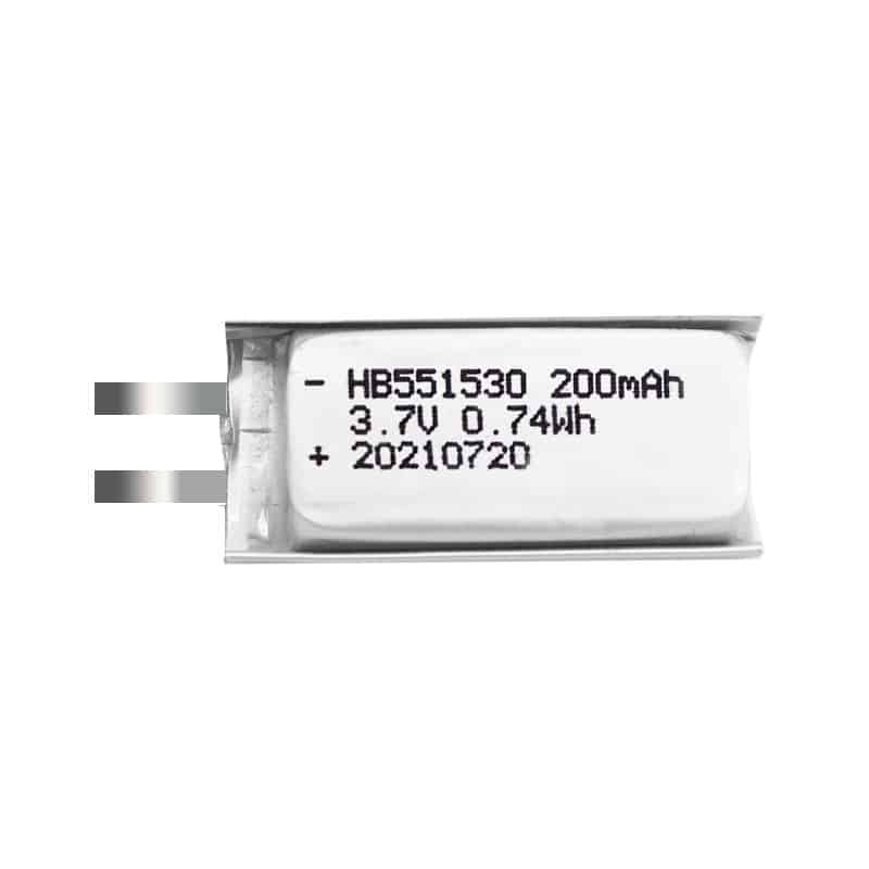 HB 551530 200mAh 3.7V 0.74Wh סוללת ליתיום פולימר