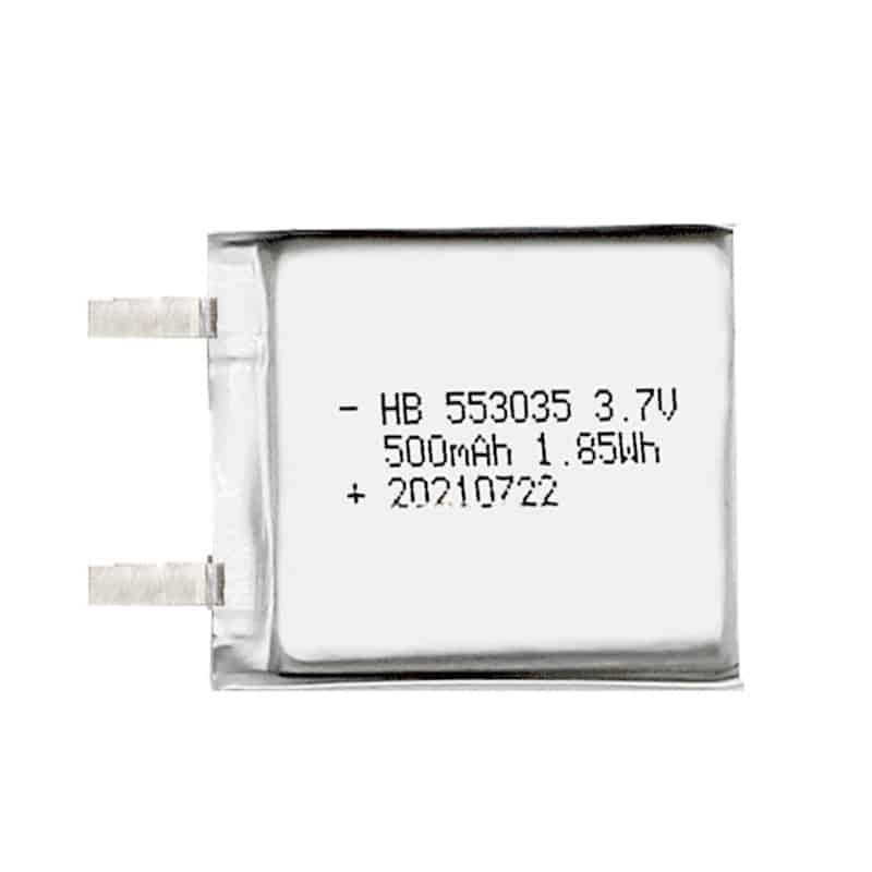 HB 553035 3.7V 500mAh Betri ya Lithium Polymer 1.85Wh