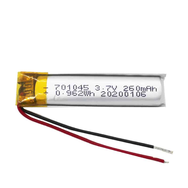 HB 701045 3.7V 260mAh 0.962Wj